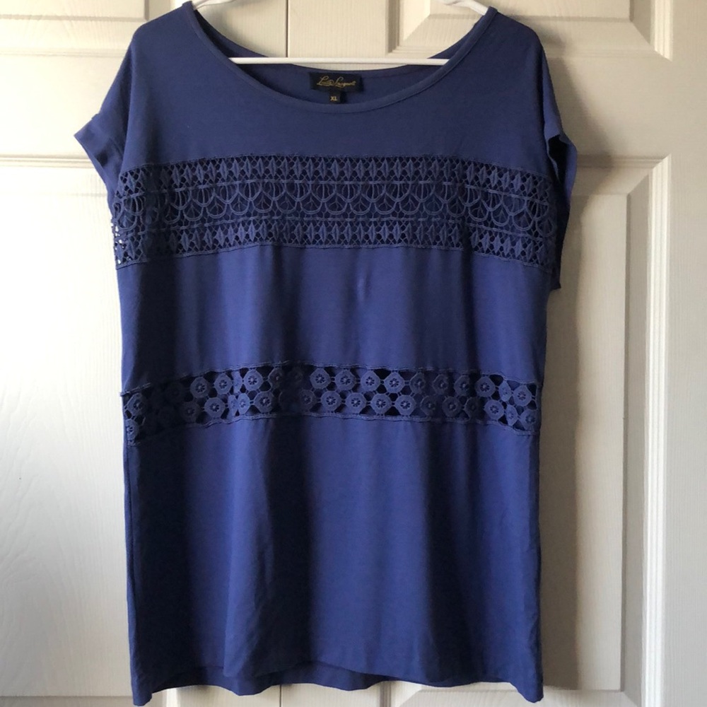 Luisa Spagnoli Blue Short Sleeve Top Sz Xl